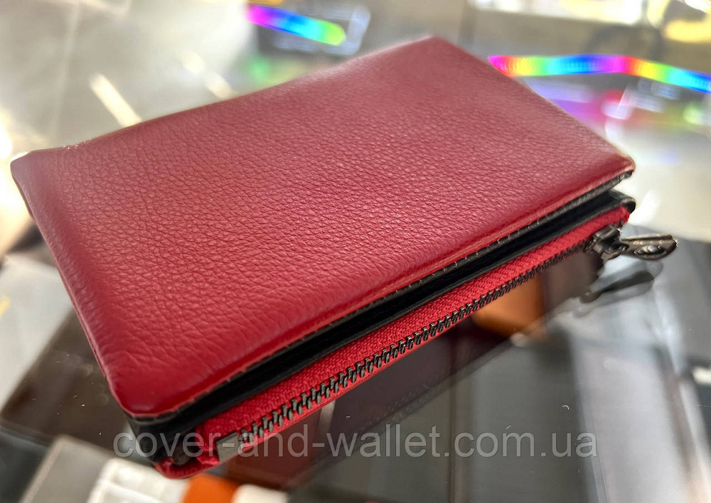 Стильний жіночий шкіряний гаманець невеликого розміру червоно-чорний Helen Verde 0811 Київ - фото 6