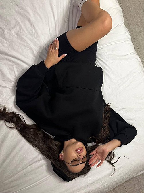 Женская повседневная теплая худи свободного кроя трехнитка на флисе ПИНЬЕ Одесса - изображение 6