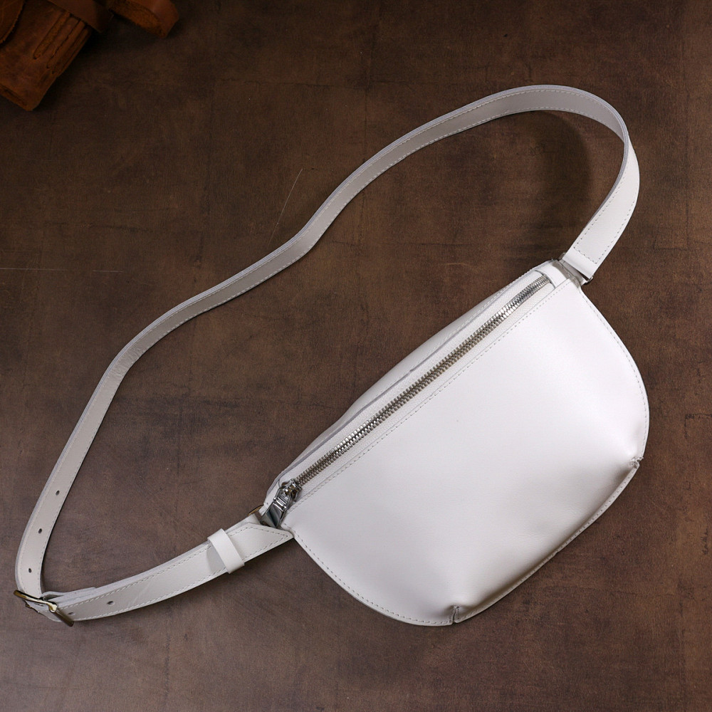 Кожаная женская бананка Shvigel 16384 Белый Киев - изображение 10