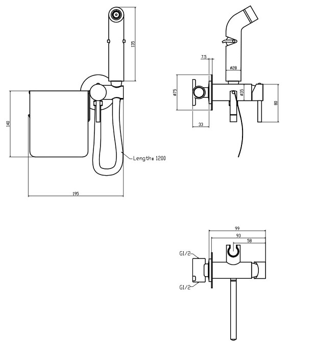 Змішувач для гігієнічного душа Zerix FTR-333-B з лійкою та тримачем для паперу ZX5840 – зручність та функціональність в наборі Харків - фото 2