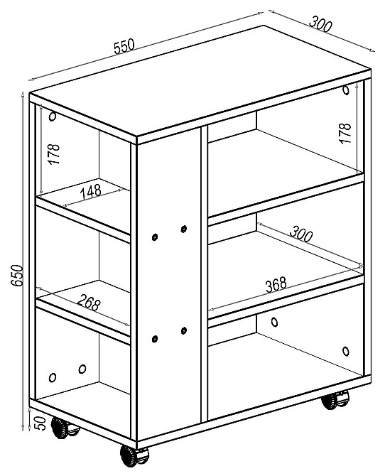 Тумба мобильная ТМ-5, Дуб Крафт Білий, 550/300/650 Львов - изображение 2