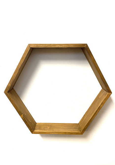 Комплект из трех деревянных полочек в виде пчелиных сот, дерево - ель, натуральный и экологичный продукт Каменец-Подольский - изображение 4