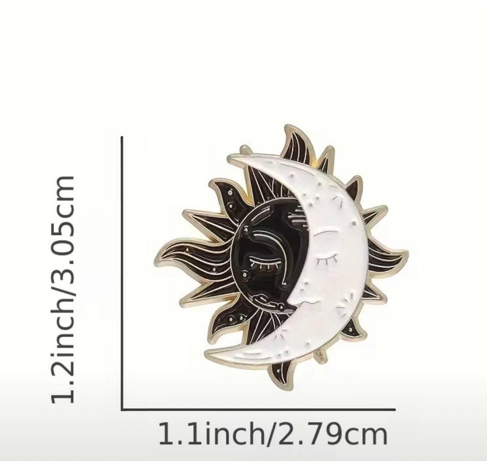 Брошка сонце і місяць, пін інь янь сонце місяць, значок космос естетика Київ - фото 5