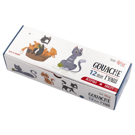 Набір гуашевих фарб Cats 12×20мл ROSA Kids Київ