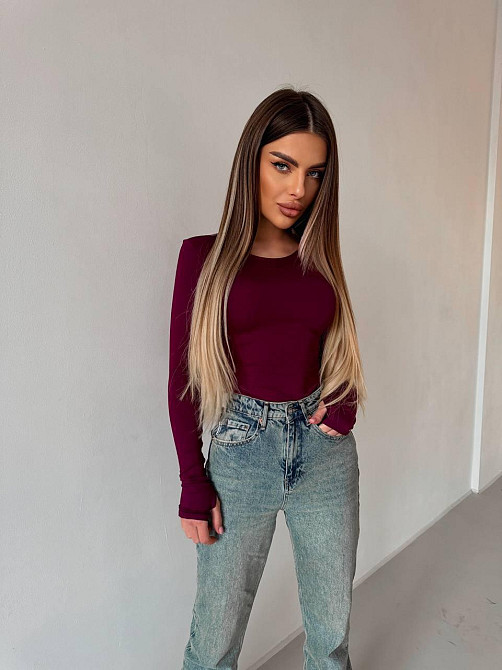 Жіночий базовий лонгслів із мікродайвінгу Бордо Одеса - фото 6