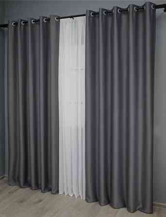 Комплект штор на люверсах VR-Textil Bagema Rvs № 1241ш Темно-серый 150х250 см 2 шт (37-0013) Киев