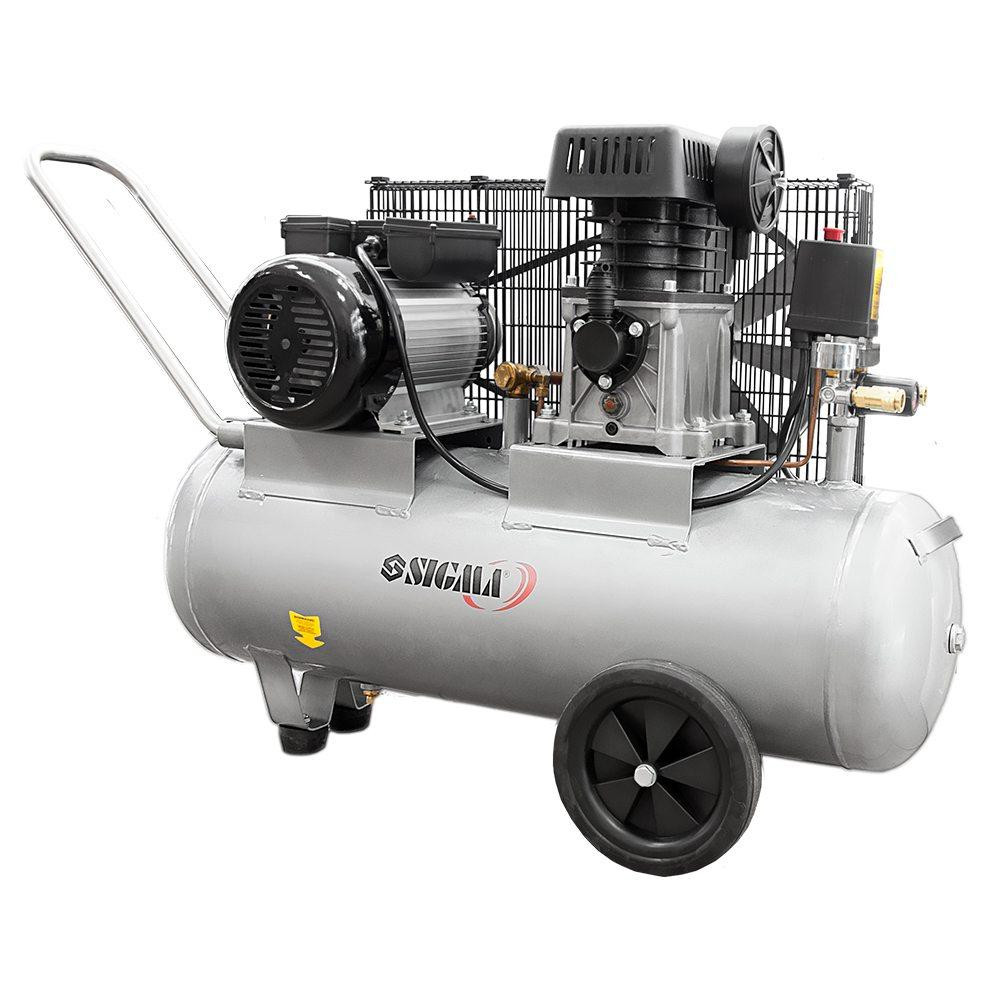 Компрессор двухцилиндровый ременный 2.5кВт 335л/мин 10бар 50л (2 крана) SIGMA (7044121) Ровно - изображение 1