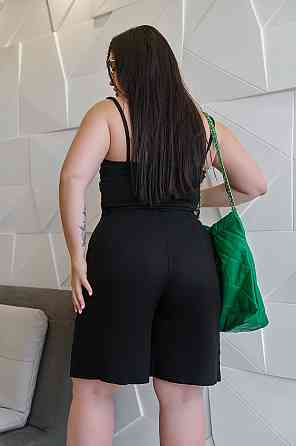 Женские льняные шорты-бермуды свободного кроя Bettie 46, Черный Киев