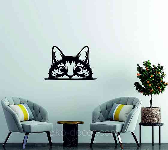 Декоративне настінне Панно «Кіт» Декор на стіну (1 шт./1 кіт) 70*45 см, Чорний Київ