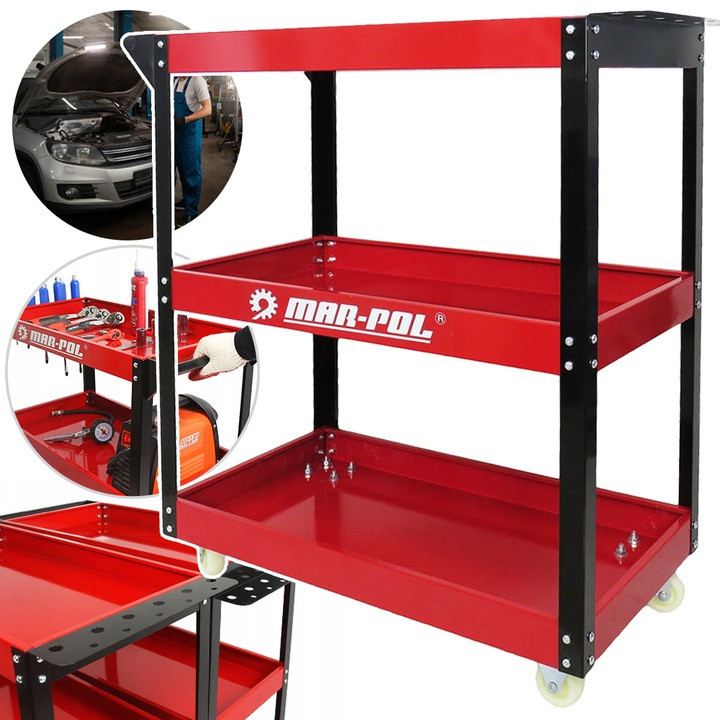 Тележка инструментальная с 3 полками и навесным лотком для отверток Mar-Pol (M66604) Нововолынск - изображение 1