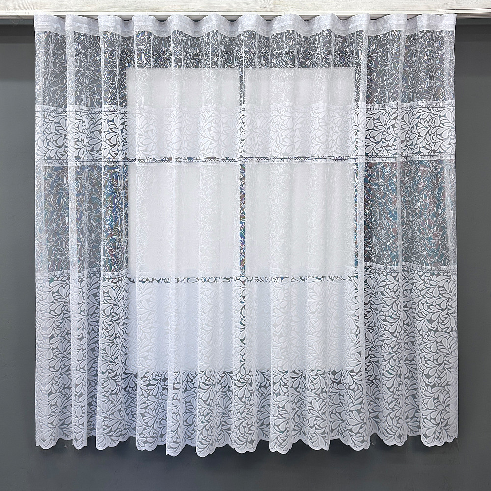 Тюль жаккард VR-Textil № 1527т Арка на кухню цвет белый 400х150 см (53-0118) Киев - изображение 2