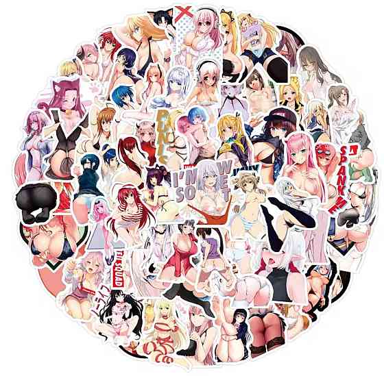 Наклейки Стикеры Аниме. Водонепроницаемые эстетические Аниме наклейки 18+ ((Аниме Хентай) Набор 50 штук. Киев
