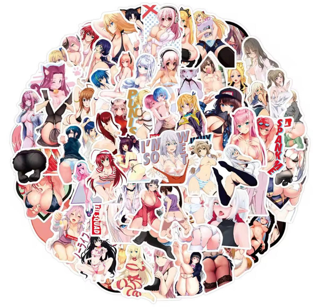 Наклейки Стікери Аніме. Водонепроникні естетичні Аніме наклейки 18+ (Аніме Хентай) Набір 50 штук. Київ - фото 1