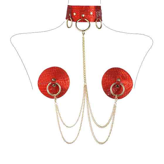 Сексапільні пестиси-стікери з чокером та ланцюжками-каскад Red Sex Aura Київ