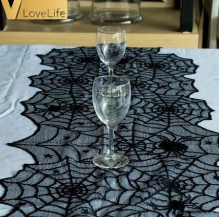 Скатертина на Хелловін Павутина з павуками 183 на 46 см чорний Київ - фото 2