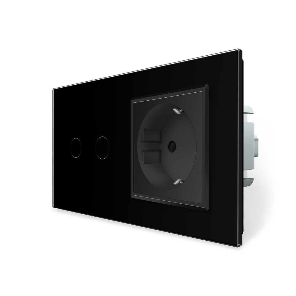 LIVOLO Розумний сенсорний EC вимикач 2 сенсора 1 розетка Livolo чорний скло (VL-M7FC2Z2/FCTC16A Коломыя - изображение 8
