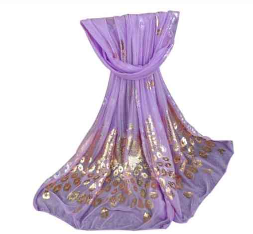 Женский шарф с Павлинами сиреневый 170*40см Киев