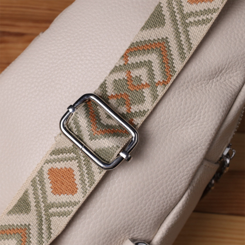 Сумка-слинг из натуральной кожи для женщин Vintage 22936 Белый Киев - изображение 9