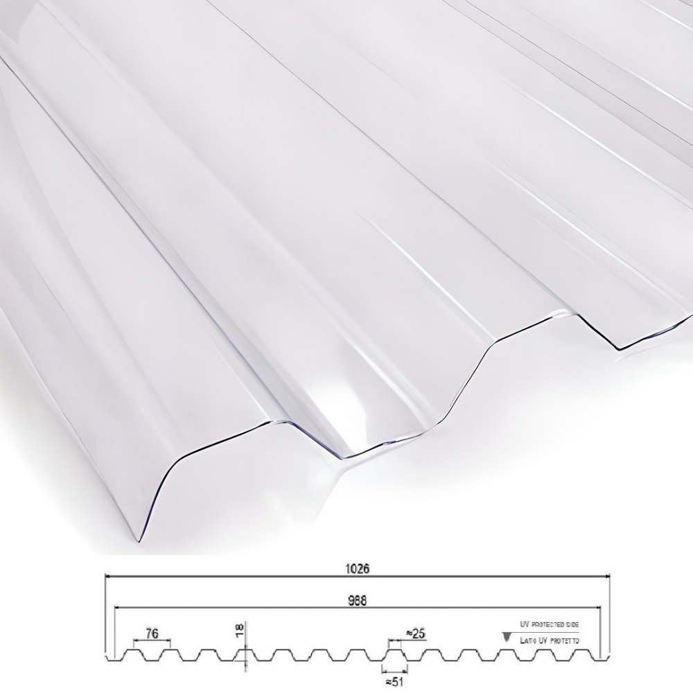Профилированный монолитный поликарбонат ТМ TOPLIGHT 0.8мм 104х200см прозрачный Львов - изображение 2