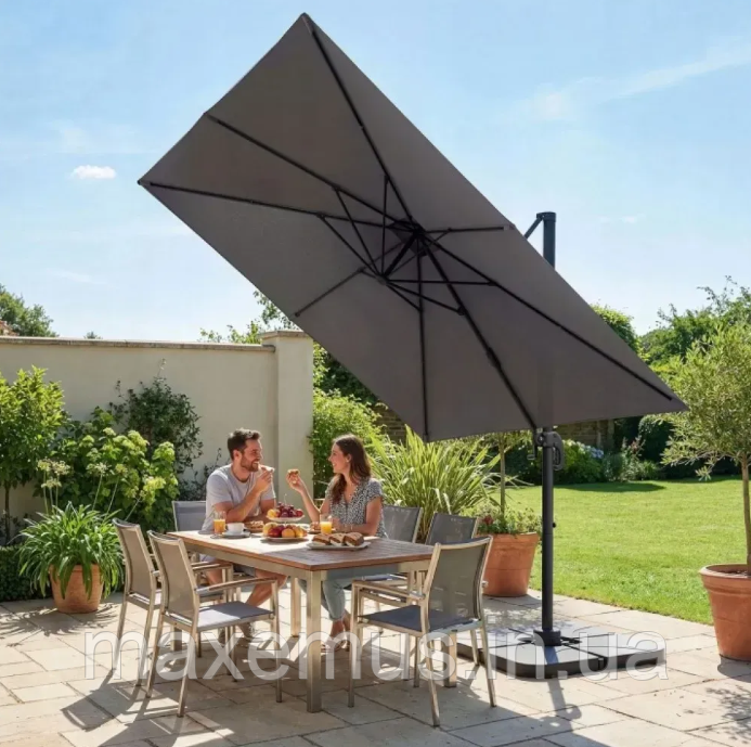 Садовый зонт консольный с наклоном Bonro B0 1 9 3х3 м Серый (от солнца для террасы) Мостиска - изображение 17