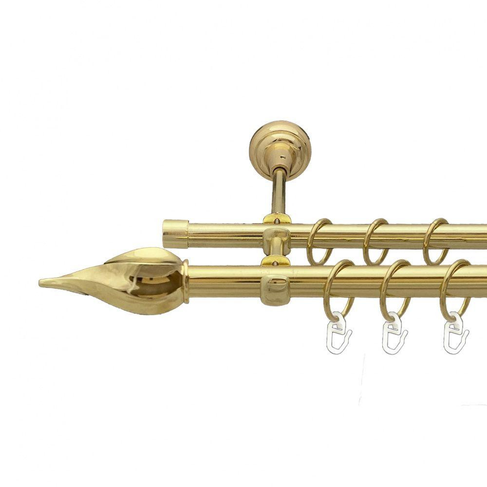 Карниз Orvit Твісто металевий дворядний відкритий гладка труба кільце металеве Золото 19\16 мм 200 см (00-00013043) Львів - фото 1