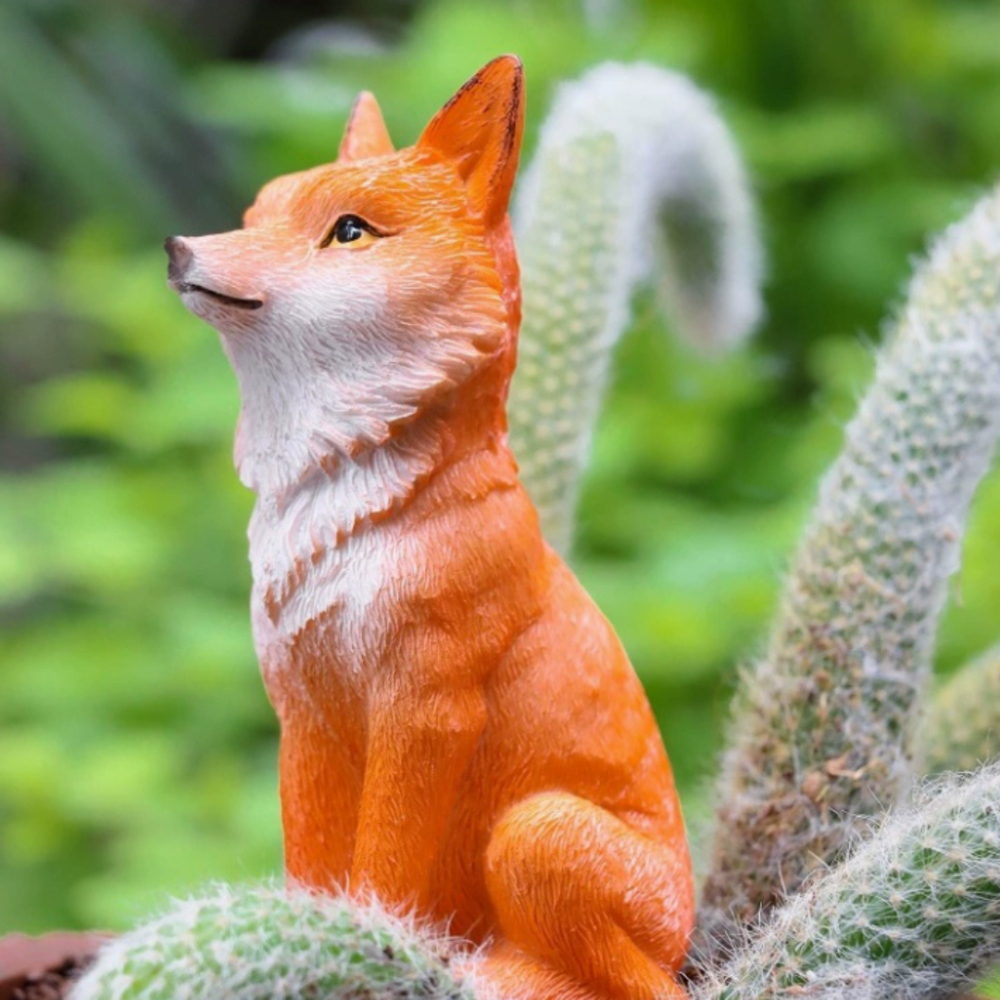 Фігурка Лисичка 11 х 7 см Помаранчева з полістоуну для вазону, флораріуму. міні-саду Одеса - фото 1