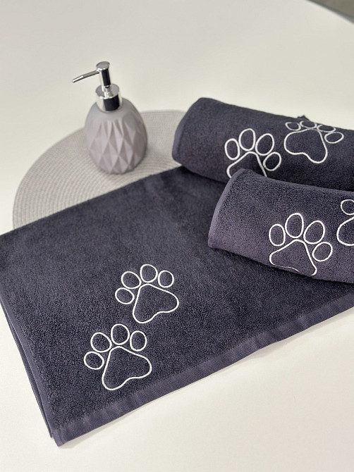 Полотенце махровое для животных с лапками от Ideal Textile 50х90 см 450 г/м2 графитовое Черновцы - изображение 5