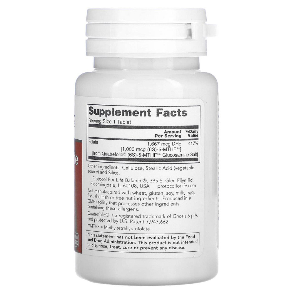 Метилфолат (фолієва кислота)  Protocol for Life Balance 5-Methyl Folate 1000 мкг 90 таб Київ - фото 2