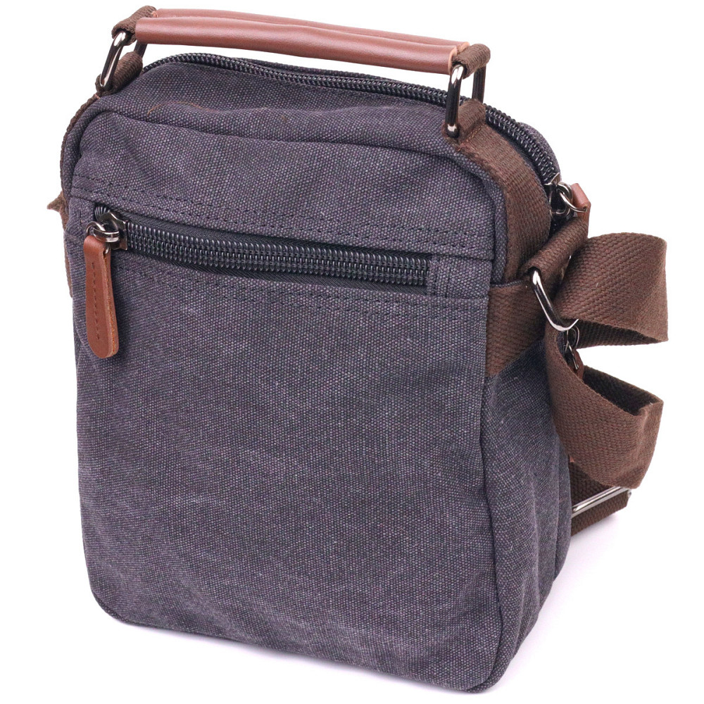 Стильная мужская сумка из плотного текстиля 21225 Vintage Черная Киев - изображение 2