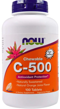 Вітамін C Now Foods Chewable C-500 100 жов таб апельсин Київ