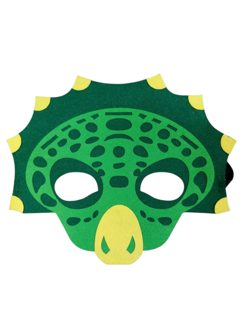 Фетровая маска динозавра детская для утренников и фотосессий one size зелено-желтый Киев - изображение 1