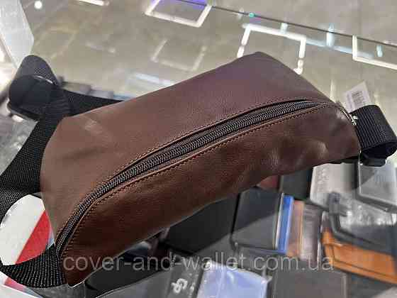 Поясная кожаная сумка бананка коричневого цвета Grande Pelle 741610 Киев