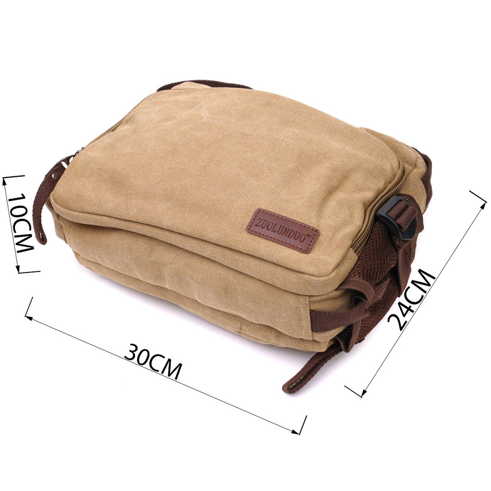 Функциональная мужская сумка мессенджер из плотного текстиля Vintage 22206 Песочный Киев - изображение 3