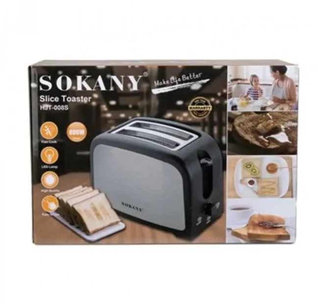 Тостер HJT-008S, 800 Вт, 220-240 В, 50/60 Гц, компактний, для хрумких тостів, просте управління Одеса - фото 1