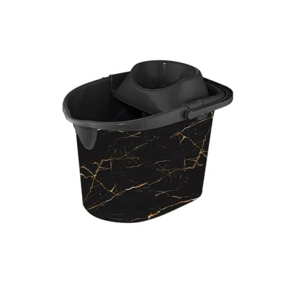 Відро МОП з віджимом 13л Чорний мармур "ELIF" Харків