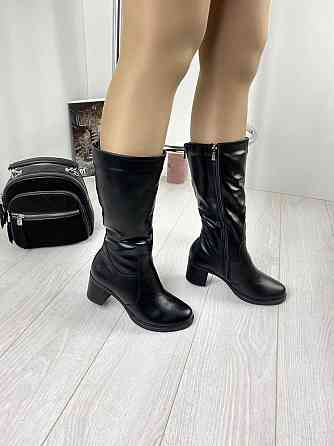 Чоботи жіночі Odzi чорні натуральна шкіра зима висота 27,5см размер 36 (2214) Коломия