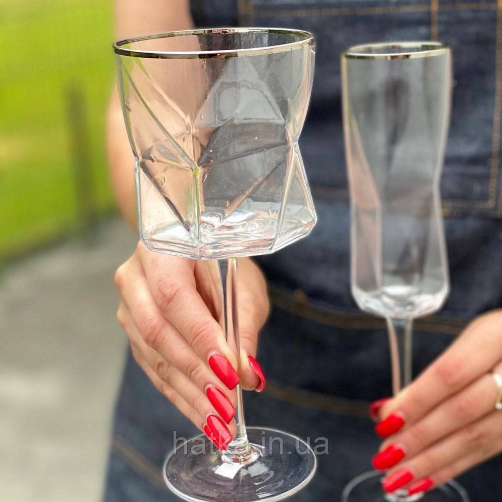 Келих "Прозора Геометрія" 350 мл OLGS1002 прозорий скло незвичайна форма Київ - фото 5