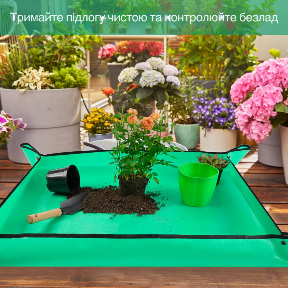 Портативный садовый коврик для пересадки | Водонепроницаемый складной коврик для суккулентов, темно-зеленый Каменец-Подольский - изображение 2