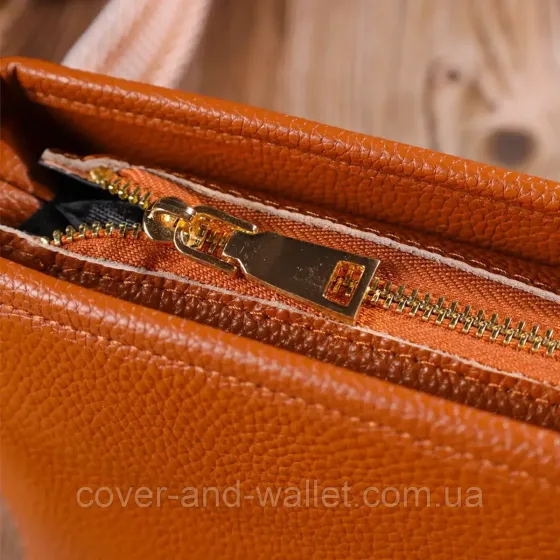 Женская наплечная сумка в оранжевом цвете из натуральной кожи Leather Collection Киев