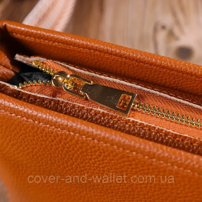 Женская наплечная сумка в оранжевом цвете из натуральной кожи Leather Collection Киев - изображение 6