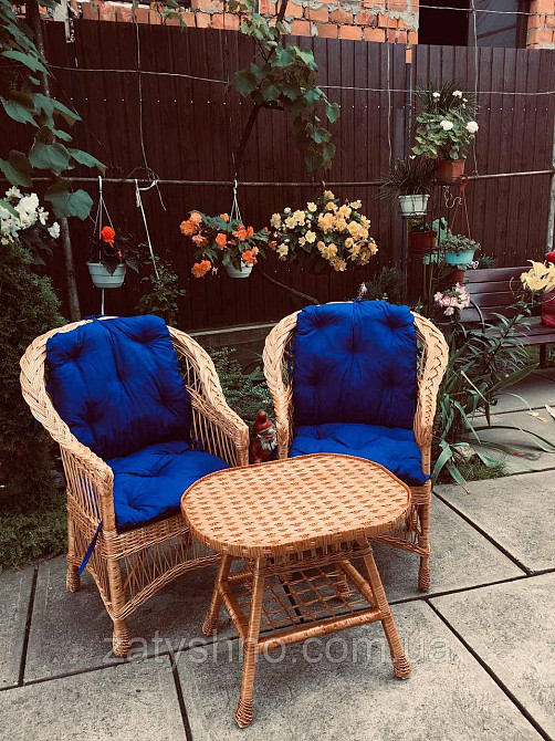 Крісло плетене та столик для відпочинку | крісло плетене для дачі плетені крісла та столики з лози Київ - фото 3