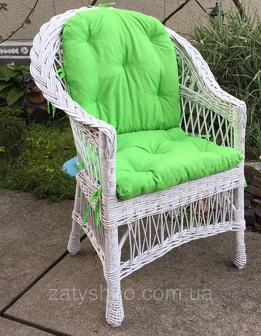 Крісло плетене з салатовою накидкою Київ - фото 3