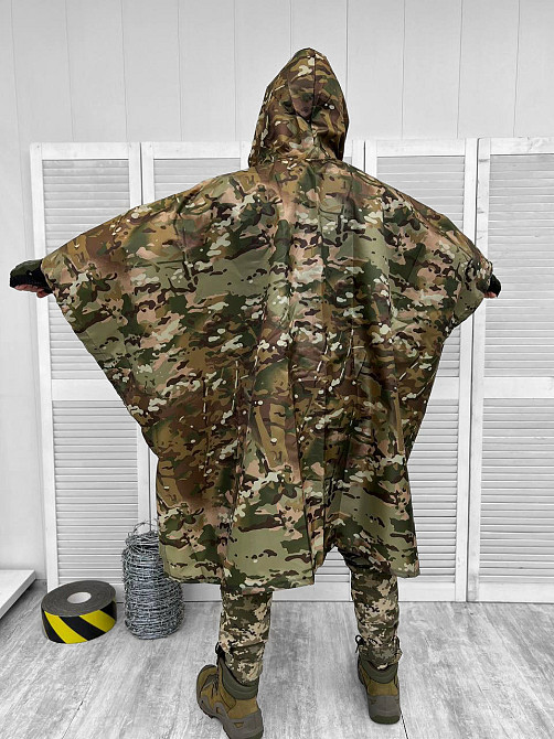 Пончо дощовик мультикам на Мембрані водонепроникний проклеєний тактичний камуфляжний накидка водозахисна Одеса - фото 4