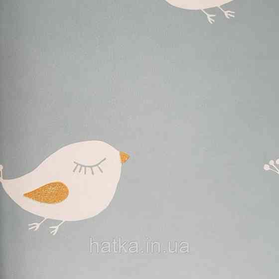 Шпалери флізелінові еко Decoprint 21105 Sweet Dreams дитячі білі птахи на блакитному фоні 0,53x10,05 м Київ