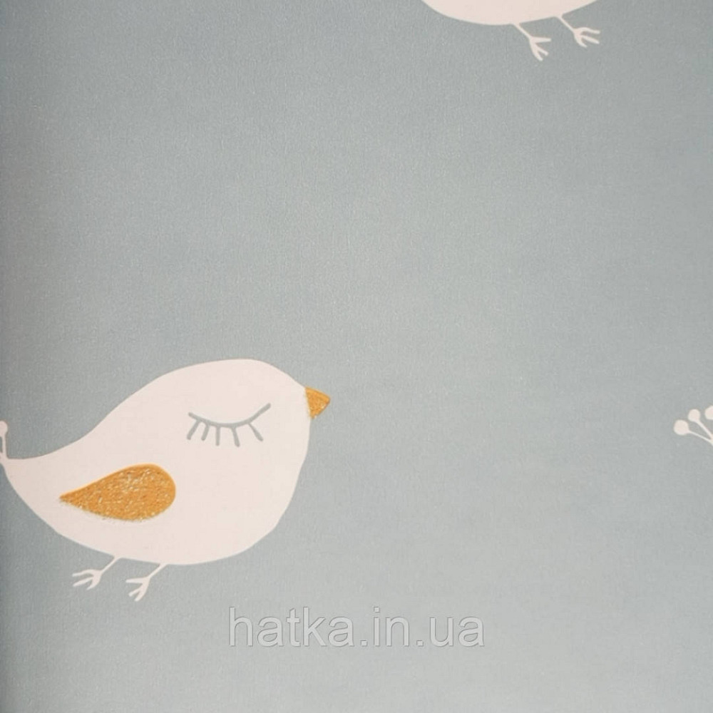 Шпалери флізелінові еко Decoprint 21105 Sweet Dreams дитячі білі птахи на блакитному фоні 0,53x10,05 м Київ - фото 3
