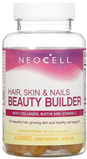 Комплексные витамины для укрепления волос и ногтей NeoCell Hair, Skin & Nails Beauty Builder 60 жев таб лимон Киев - изображение 1