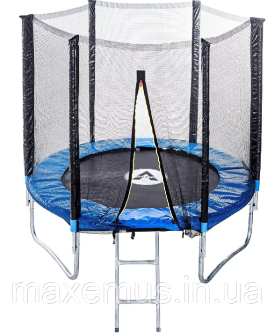 Батут Atleto 183 см (6 ft) с защитной сеткой и лестницей детский садовый батут синий Blue Edition Мостиська - фото 11