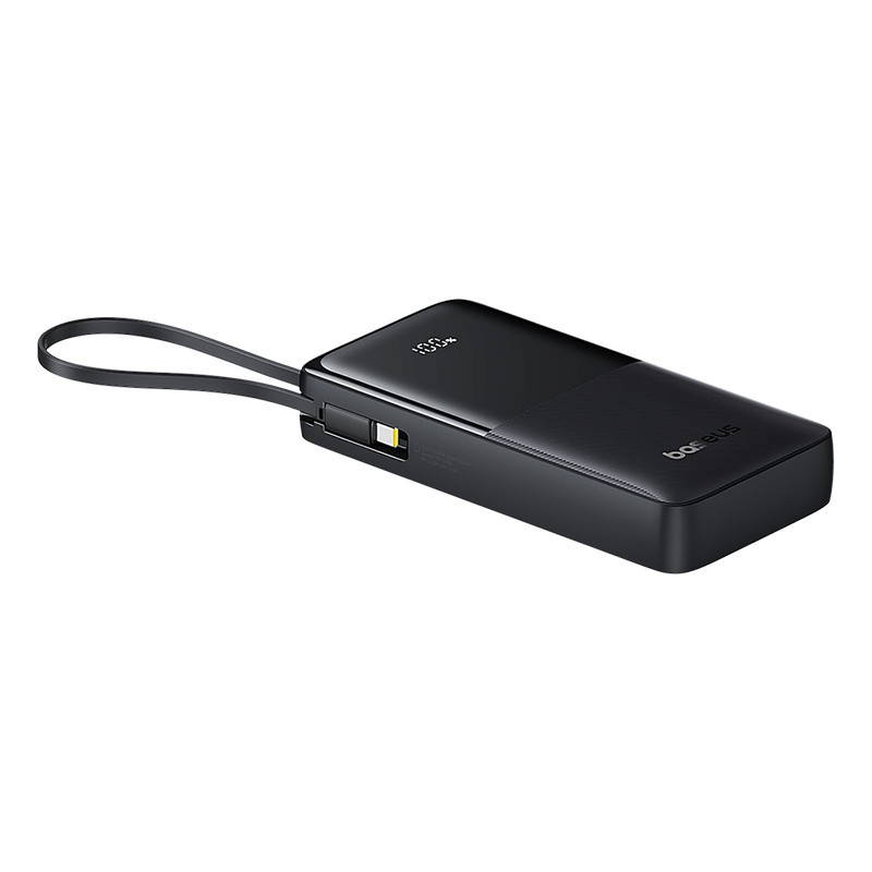 Зовнішній акумулятор Baseus Bipow 2 Digital Display Power Bank With Built-in USB-C Cable 20000mah 20W Cluster Black Київ - фото 7