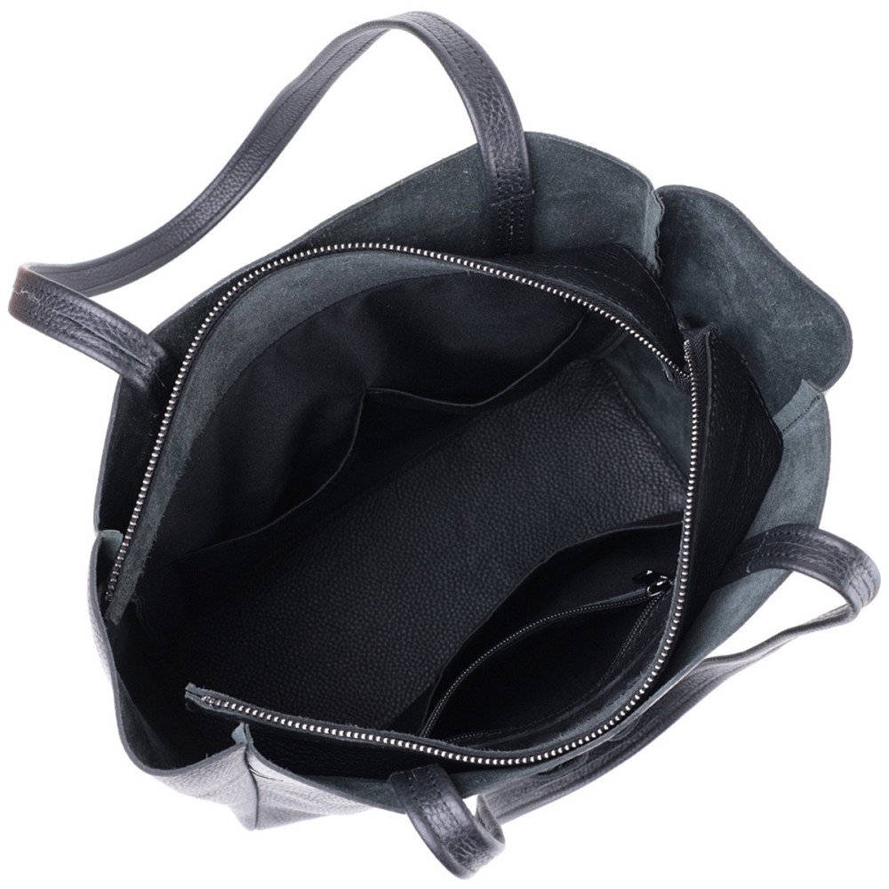 Зручна сумка-шоппер із натуральної шкіри Shvigel 22845 Чорна Київ - фото 6