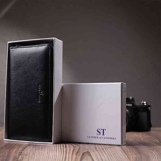 Красивый клатч унисекс на одно отделение из натуральной кожи ST Leather 22697 Черный Киев